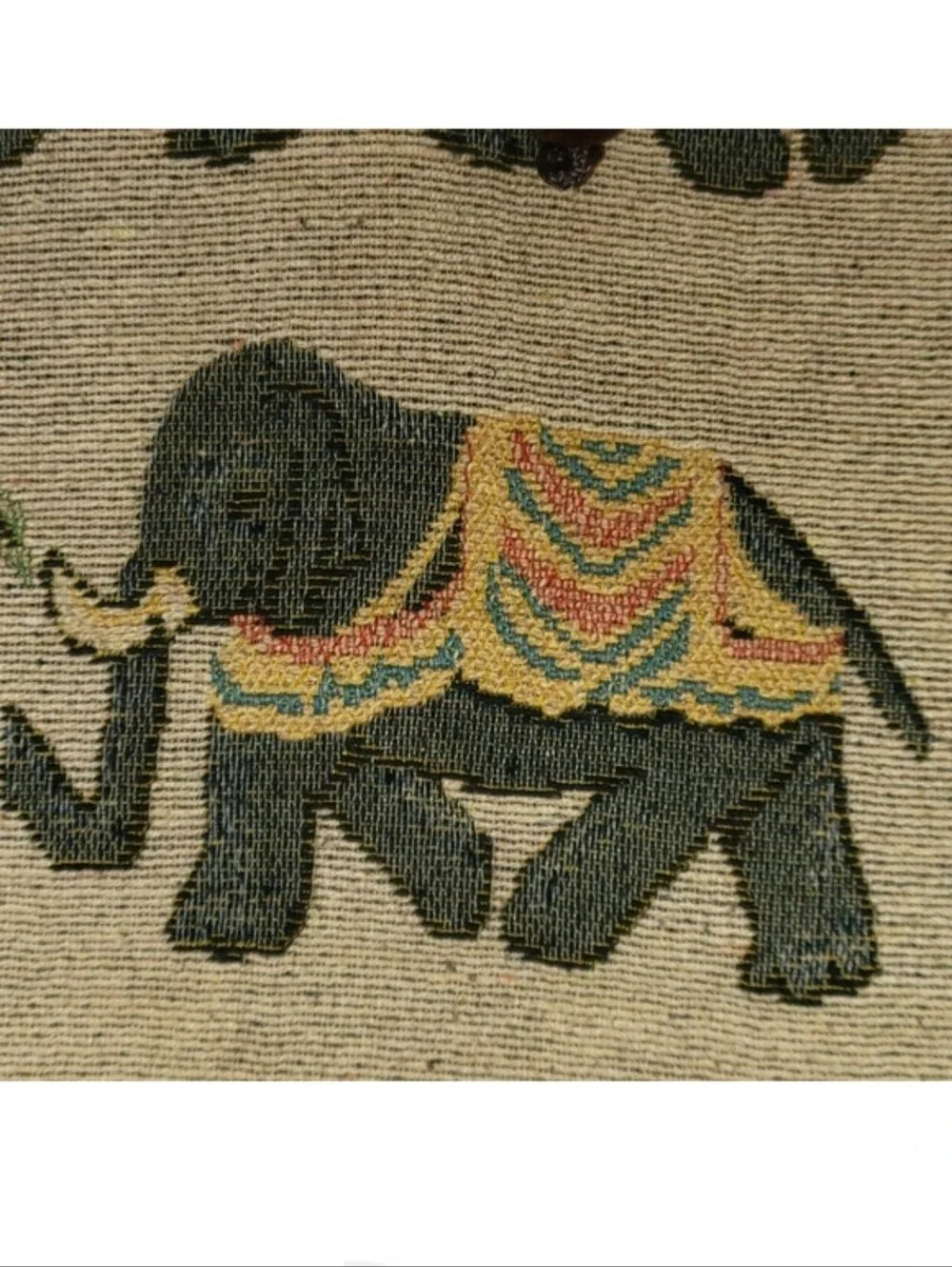 Boho Elephant Tapestry Tote Bag - Woven Shoulder Bag Rope Handles & Bead Tassels